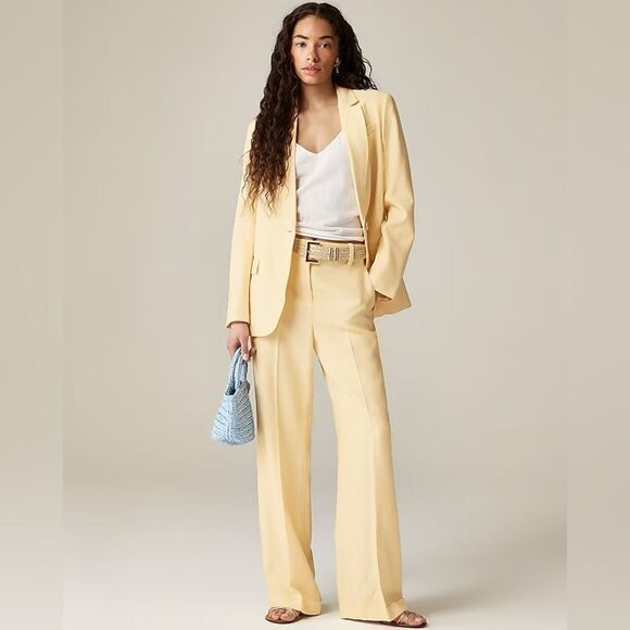 NWT J CREW Petite cuffed wide-leg trouser in luster canvas in Sweet Meringue - Picture 4 of 8